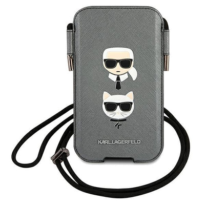 Husa Karl Lagerfeld Saffiano Ikonik Karl&Choupette Head 6.1'' Handbag - Gri