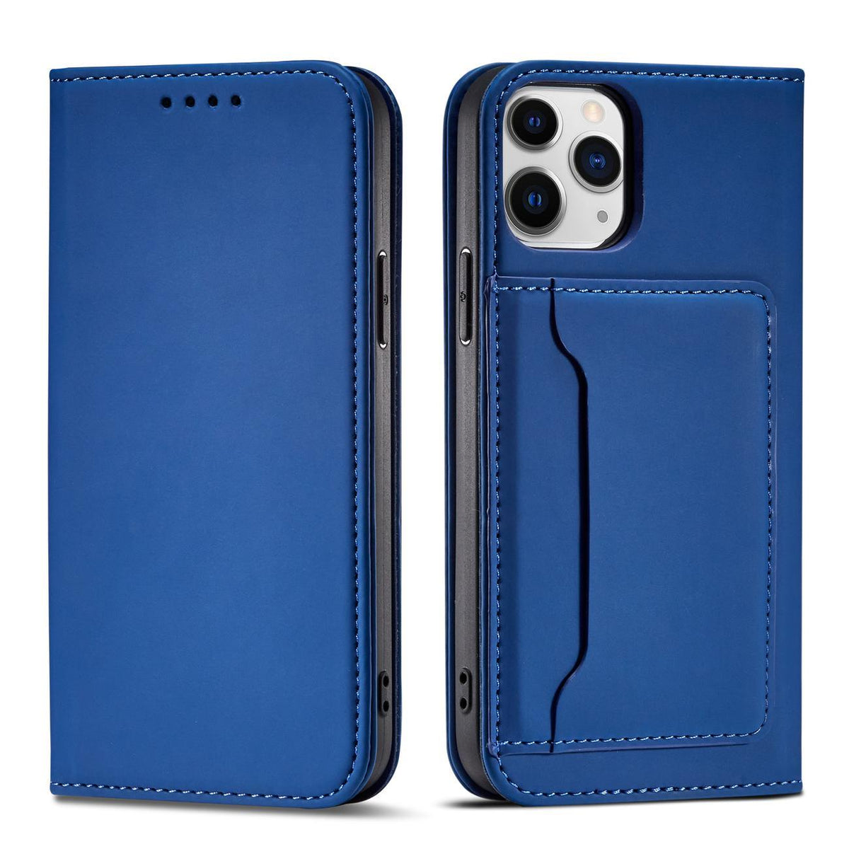 Husa Magnet Card pentru iPhone 12 Cover Card Wallet Card Stand Albastru
