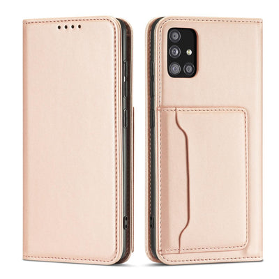 Husa Magnet Card pentru Samsung Galaxy A12 5G Pouch Wallet Card Suport Roz