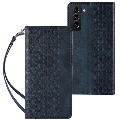 Husa Magnet Curea pentru Samsung Galaxy S22 + (S22 Plus) Pouch Wallet + Mini Lanyard Pendant Albastru