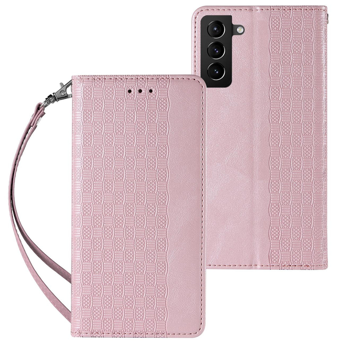 Husa Magnet Curea pentru Samsung Galaxy S22 + (S22 Plus) Pouch Wallet + Mini Lanyard Pendant Roz
