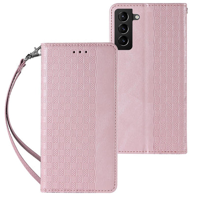 Husa Magnet Curea pentru Samsung Galaxy S22 + (S22 Plus) Pouch Wallet + Mini Lanyard Pendant Roz