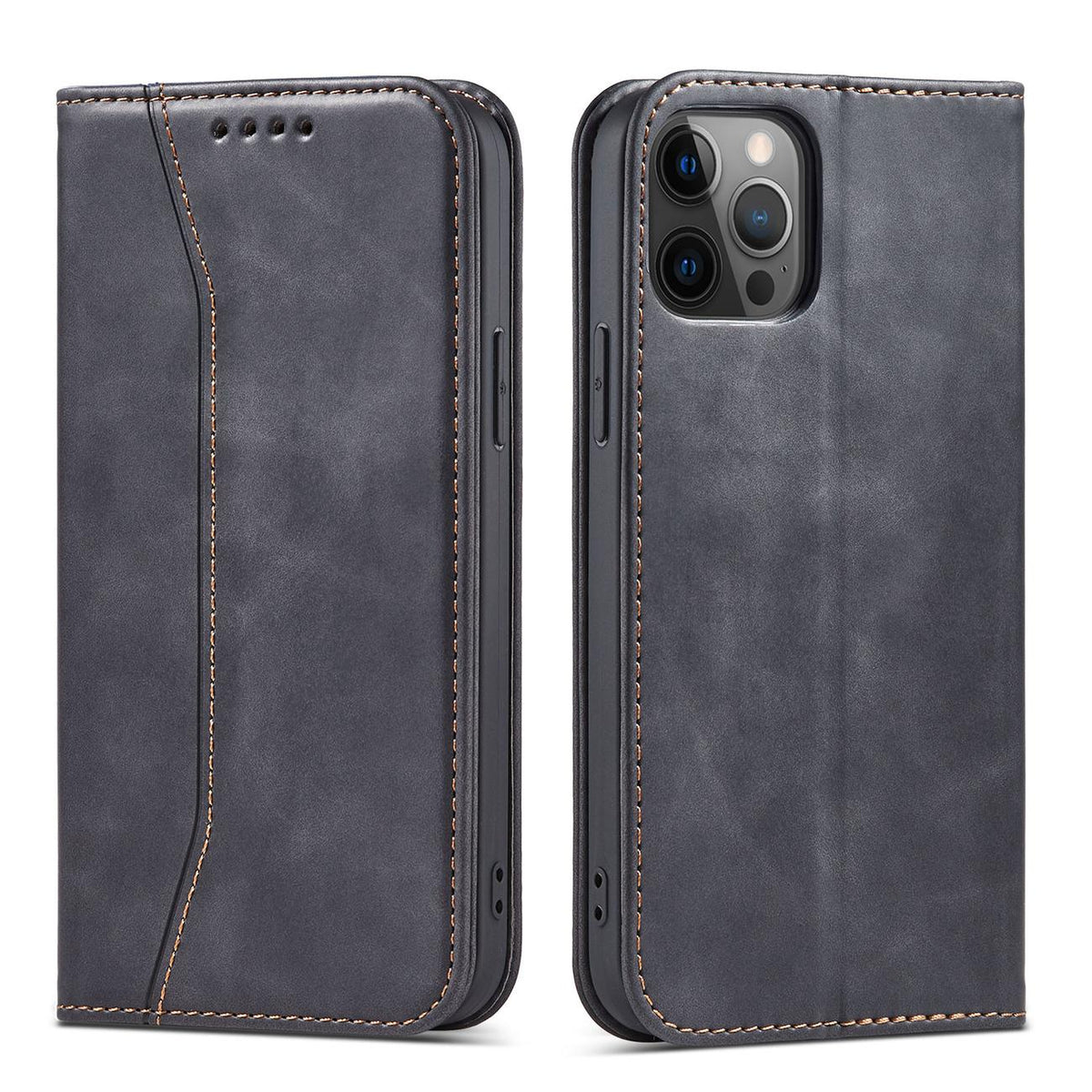 Husa Magnet Fancy pentru iPhone 12 Pro Max portofel Card Suport Negru