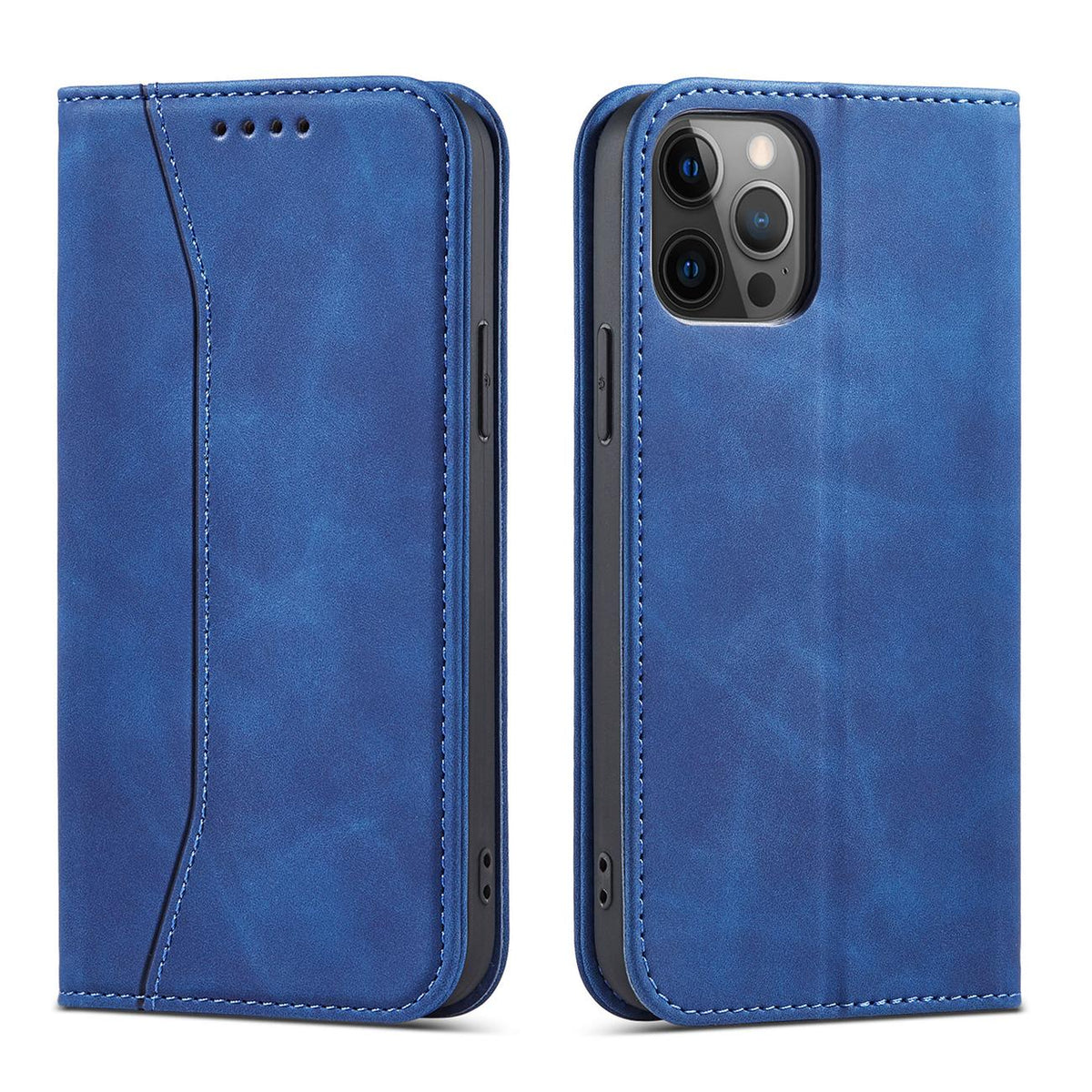 Husa Magnet Fancy pentru iPhone 12 Pro Max Pouch Card Wallet Card Stand Albastru