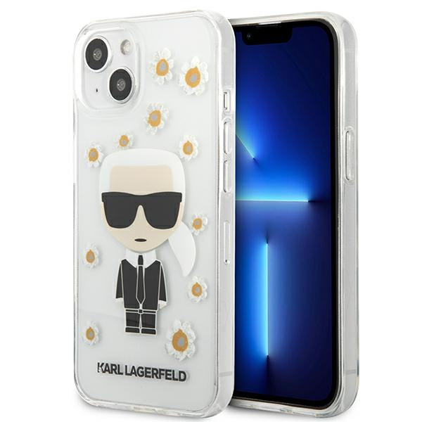 Husa Karl Lagerfeld Flower Ikonik Karl pentru iPhone 13 Mini - Transparent