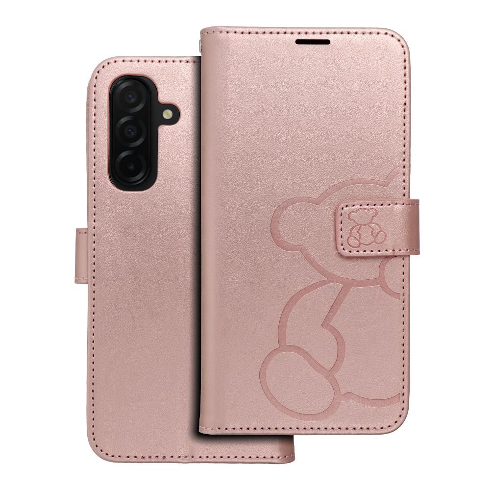 Husa Mezzo Book Flip pentru Samsung A26 5G Teddy Bear Roz auriu