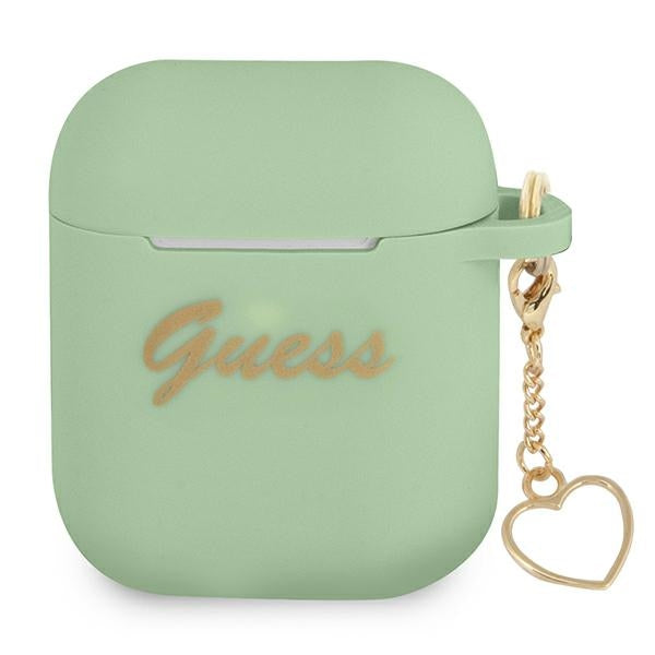 Husa Guess AirPods Cover Verde/Verde Silicone Charm Heart Collection