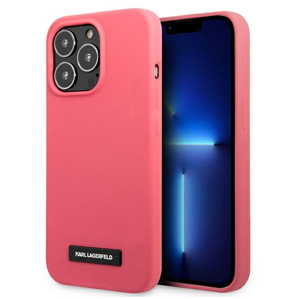 Husa Karl Lagerfeld Silicone Plaque pentru iPhone 13 Pro / iPhone 13 - Fuchsia