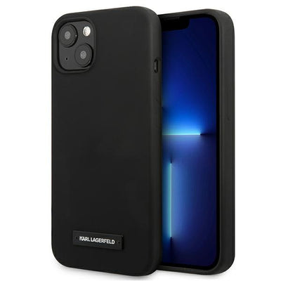 Husa Karl Lagerfeld Silicone Plaque pentru iPhone 13 Mini - Negru