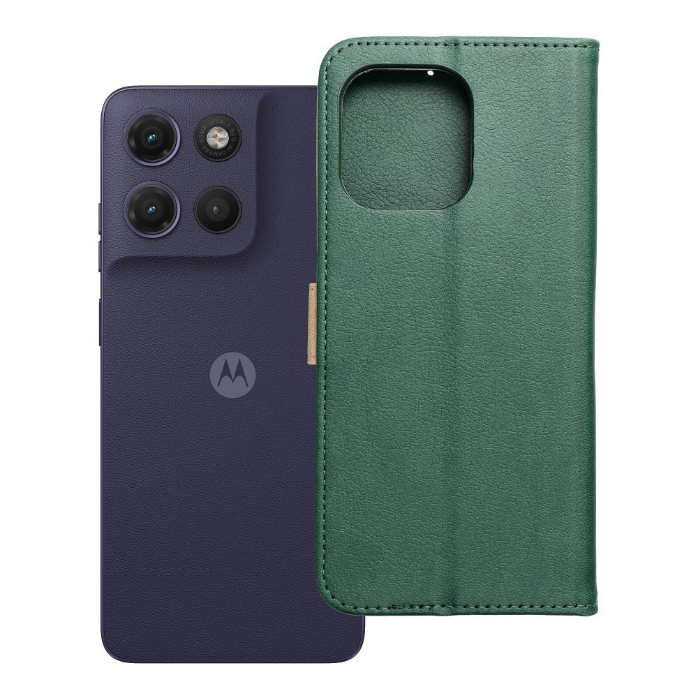 Husa Split Book Flip pentru Motorola G17 Verde si Auriu