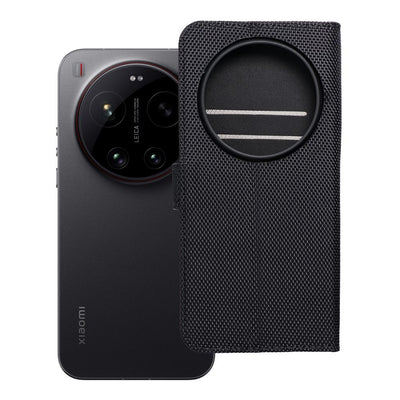 Husa 4Card Rfid Flip pentru Xiaomi 17 Ultra Anti-theft Tech Fabric Negru