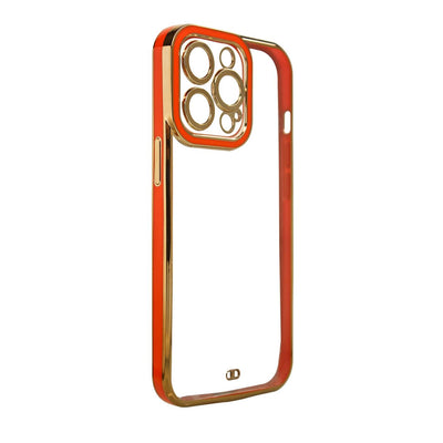 Husa Fashion pentru iPhone 13 Pro Auriu Frame Gel Cover Rosu