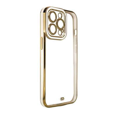Husa Fashion pentru Samsung Galaxy A13 5G Auriu Frame Gel Cover Alb