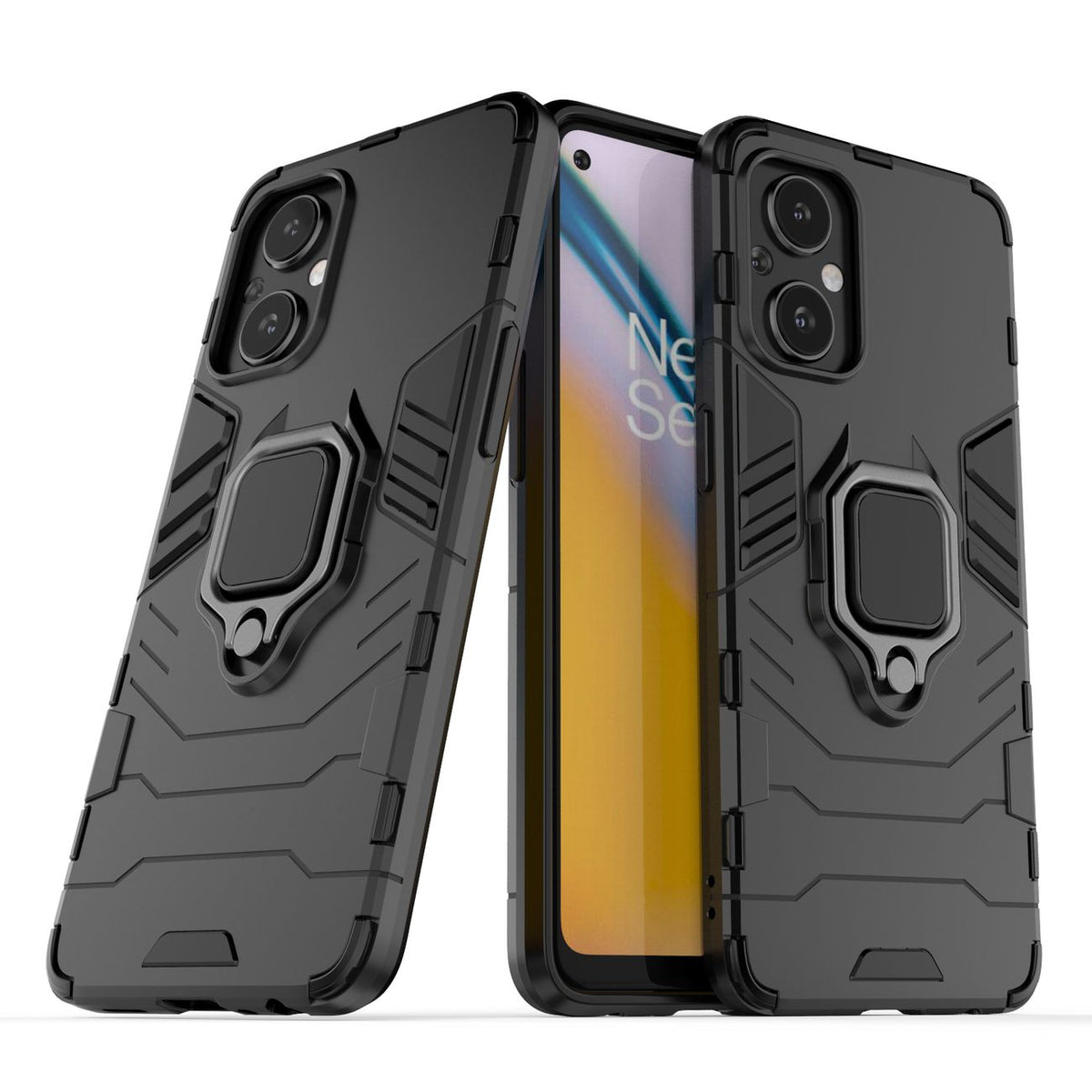 Husa Ring Armor Tough Hybrid + Magnetic Suport pentru OnePlus Nord N20 5G Negru