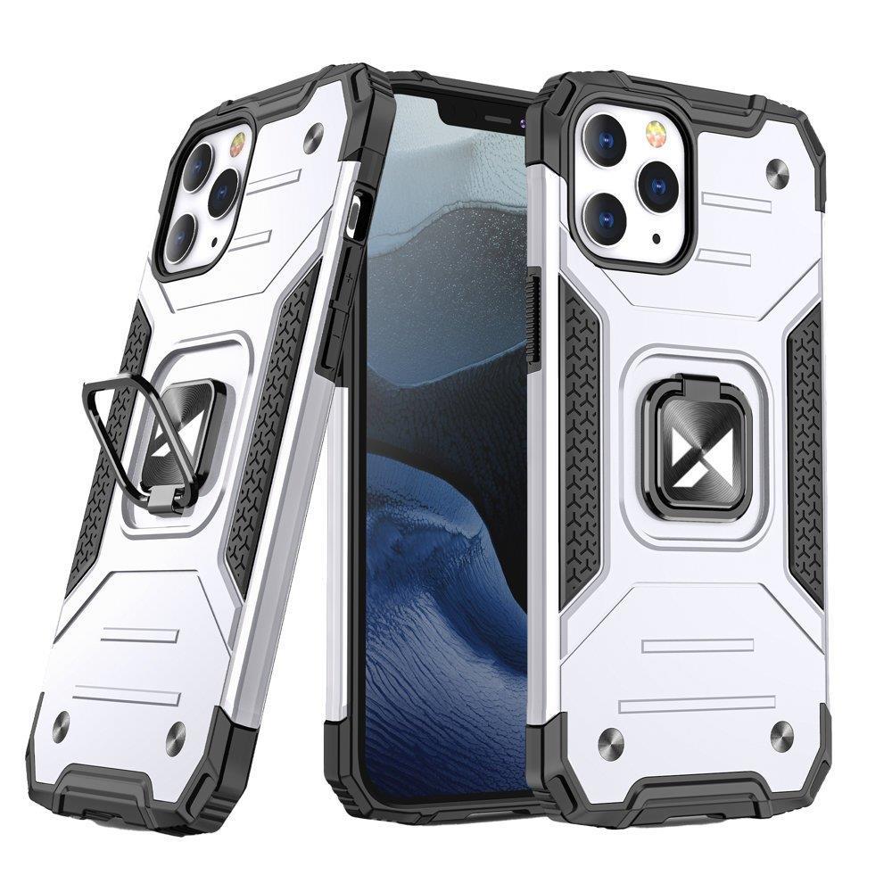 Husa Wozinsky Ring Armor pentru iPhone 14 Pro Max Armored Cover Magnetic Suport Ring Argintiu