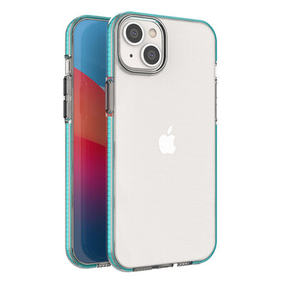 Husa Spring pentru iPhone 14 Plus Silicone Cover cu Frame Albastru deschis