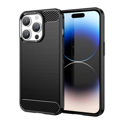 Husa Carbon iPhone 14 Pro Max Flexible Gel Negru