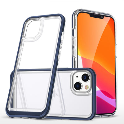 Husa Transparent 3in1 pentru iPhone 14 Plus Silicone Cover cu Frame Albastru