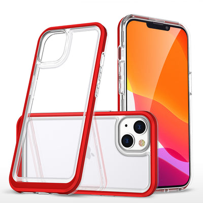 Husa Transparent 3in1 pentru iPhone 14 Plus Silicone Cover cu Frame Rosu