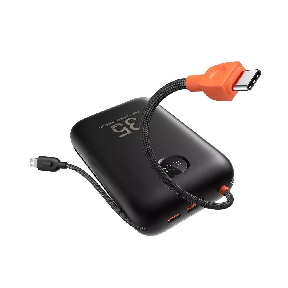 Cablu Veger Acumulator extern K3 (W3018) PD Qc3.0 35W 30000 Mah cu Built-in Type C / Lightning Negru