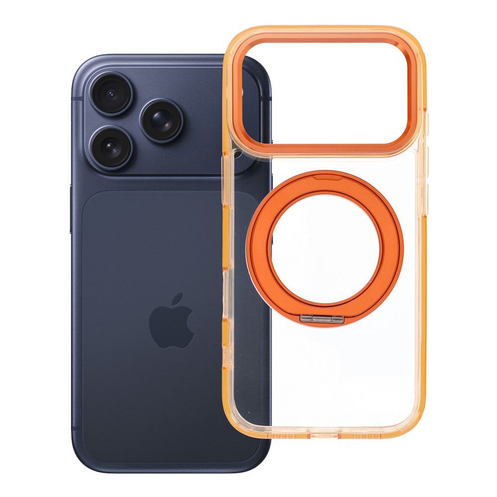 Husa pentru iPhone 18 Pro / 17 Pro Frame Circle Stand Compatible cu Magsafe Portocaliu