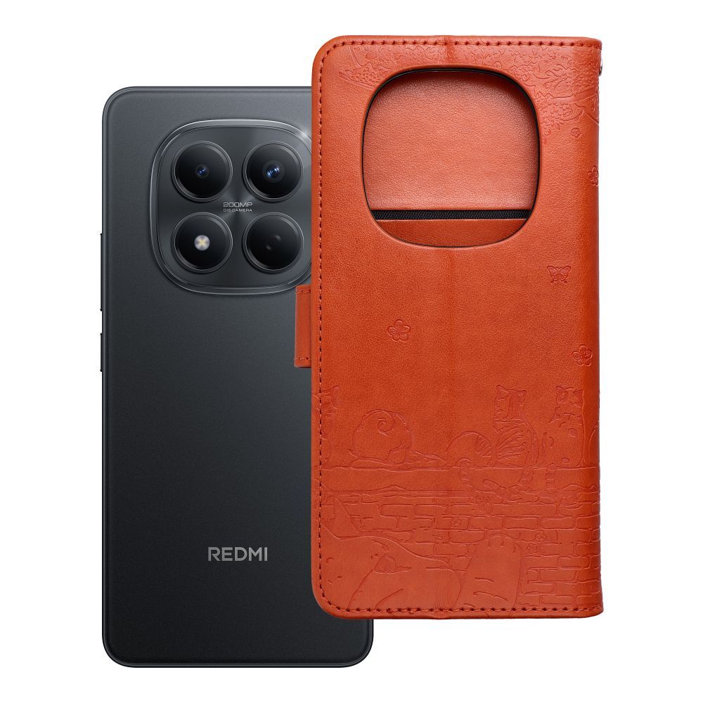Husa Mezzo Book Flip pentru Redmi Note 15 4G Cats Maro