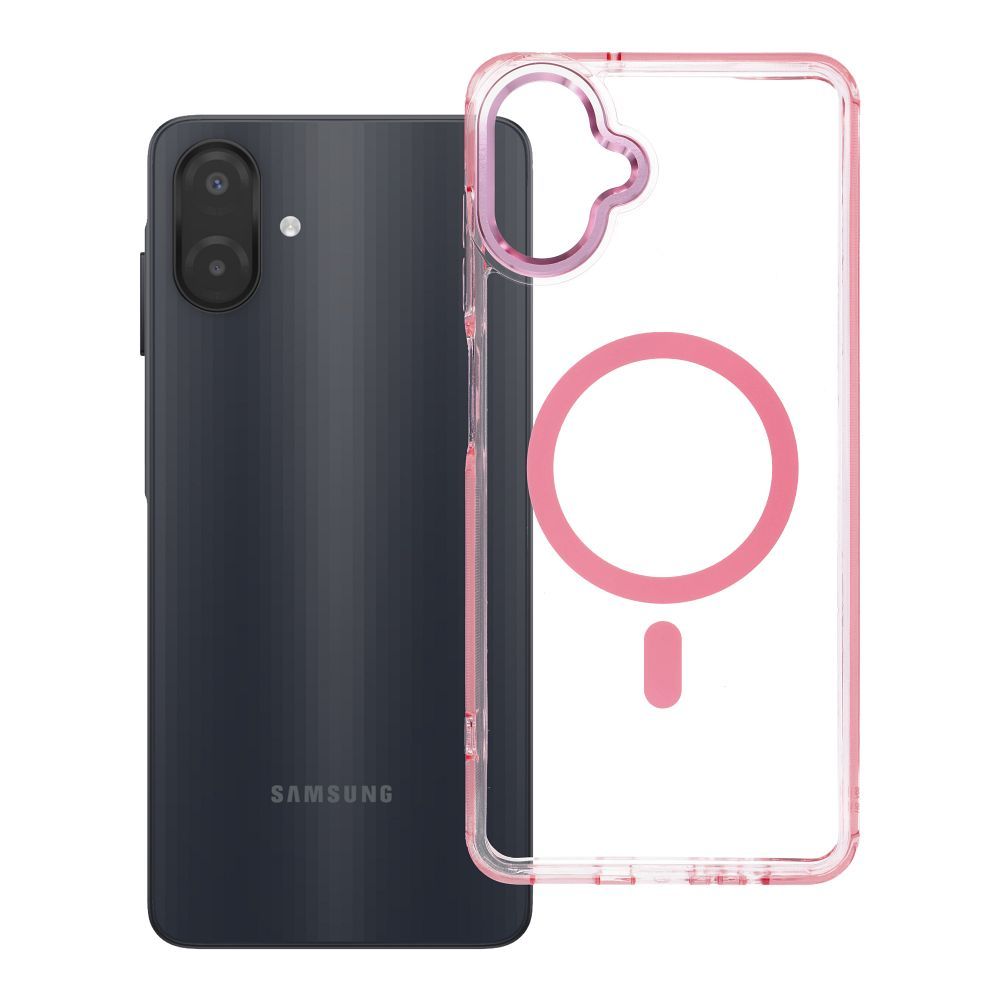 Husa Frame Transparent Hybrid Mag pentru Samsung A07 / A08 Compatible cu Magsafe Powder Roz