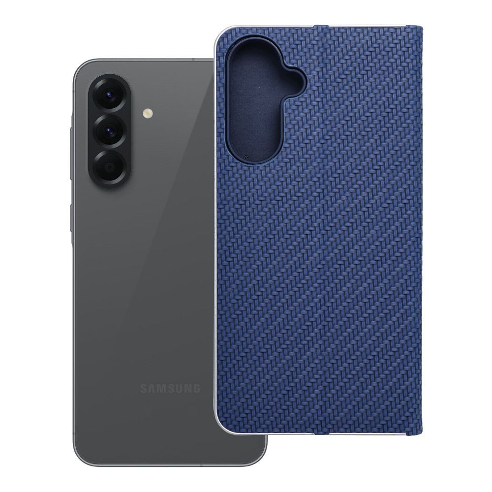 Husa Luna Book Carbon Flip pentru Samsung A56 5G Albastru