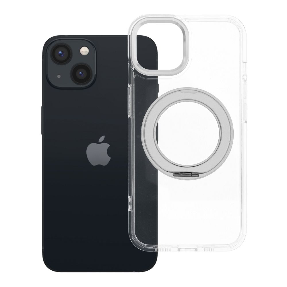 Husa pentru iPhone 13 Frame Circle Stand Compatible cu Magsafe Transparent