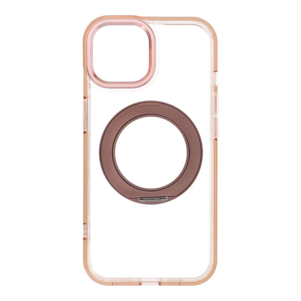 Husa pentru iPhone 15 Frame Circle Stand Compatible cu Magsafe Auriu