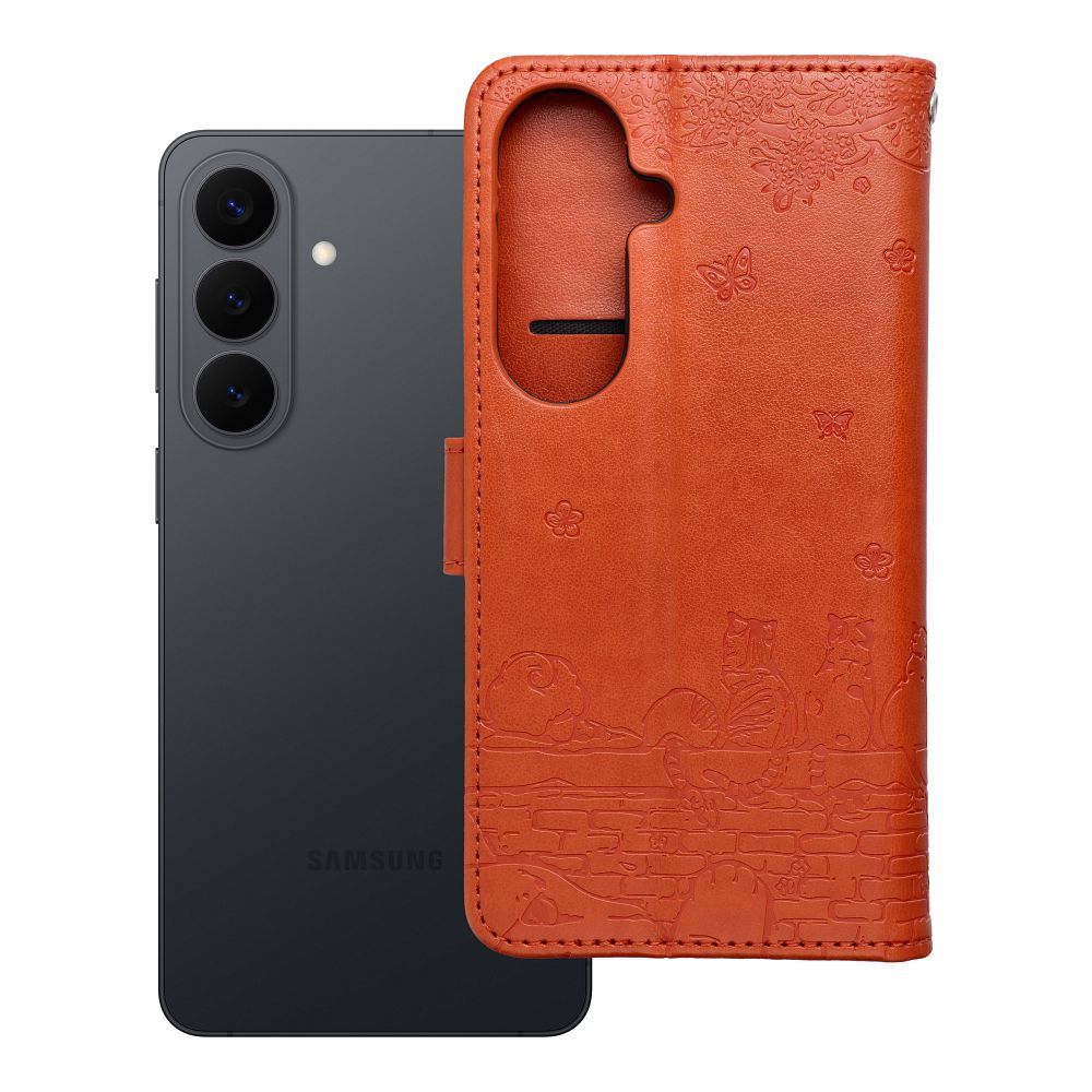 Husa Mezzo Book Flip pentru Samsung S26 Cats Maro