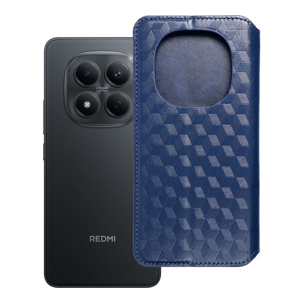 Husa Cubic Book Flip pentru Xiaomi Redmi Note 15 5G Albastru