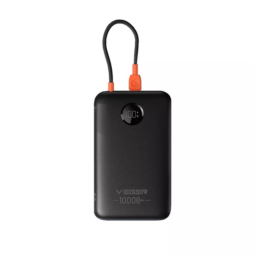 Cablu Veger Acumulator extern 10000 Mah cu Built-in USB C Qc3.0 PD 2A 22,5W K1C W1189 Negru
