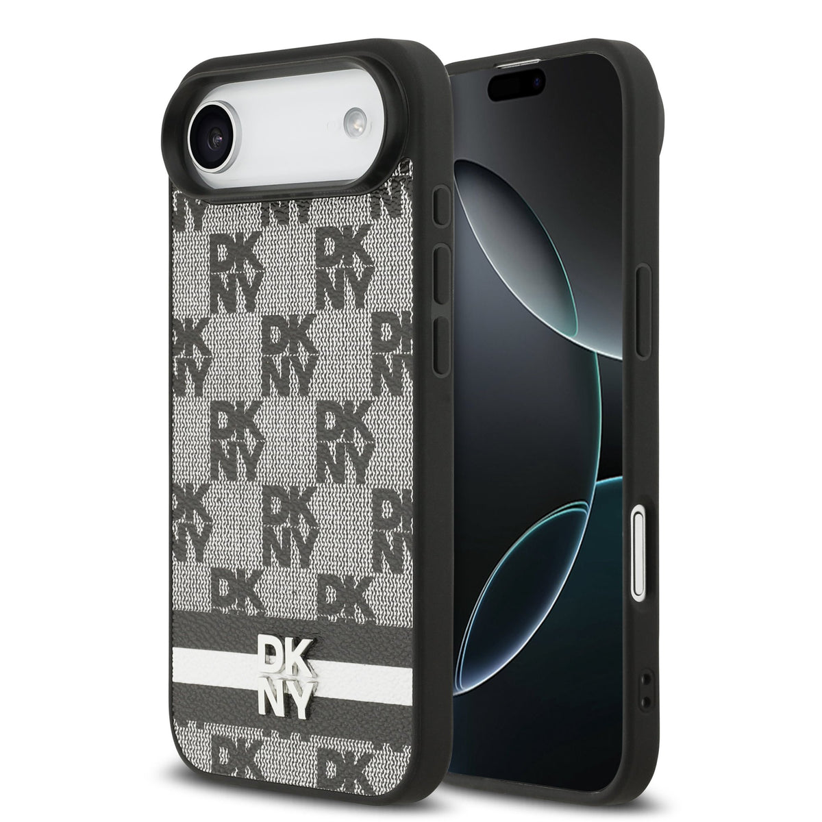 Husa Dkny piele sintetica Checkered Pattern si Stripe pentru iPhone Air Negru