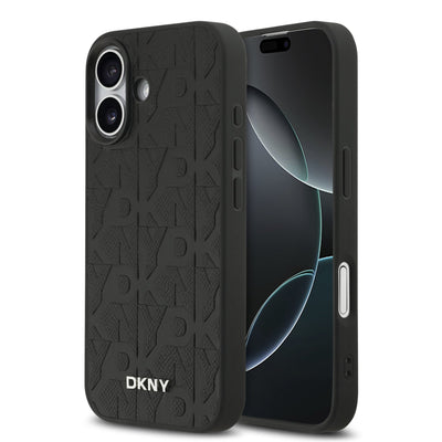 Husa Dkny piele sintetica Grid Pattern Magsafe pentru iPhone 17 Negru