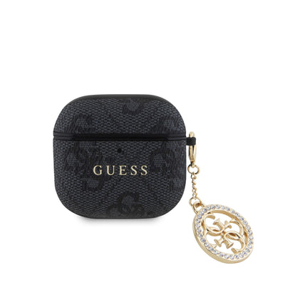 Husa Guess 4G Script PC/PU Charm pentru AirPods 4 Negru