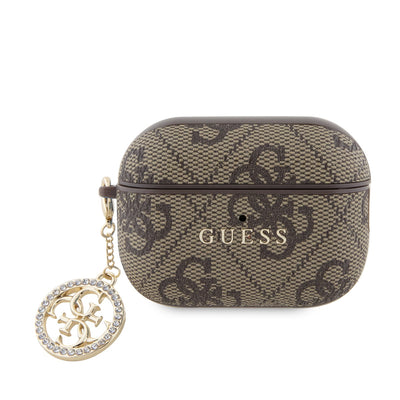 Husa Guess 4G Script PC/PU Charm pentru AirPods Pro 2 Maro