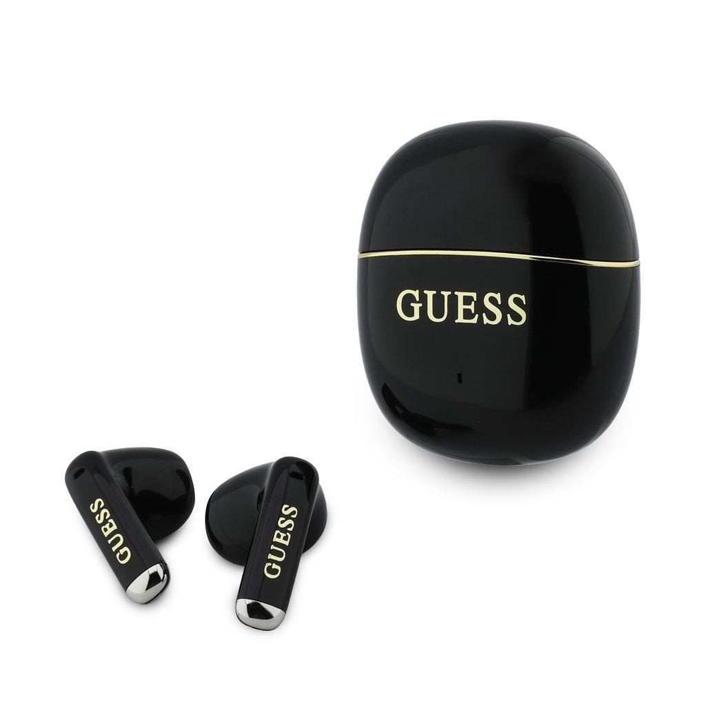 Casti Guess Auriu Line Glossy Classic Logo TWS Wireless Negru