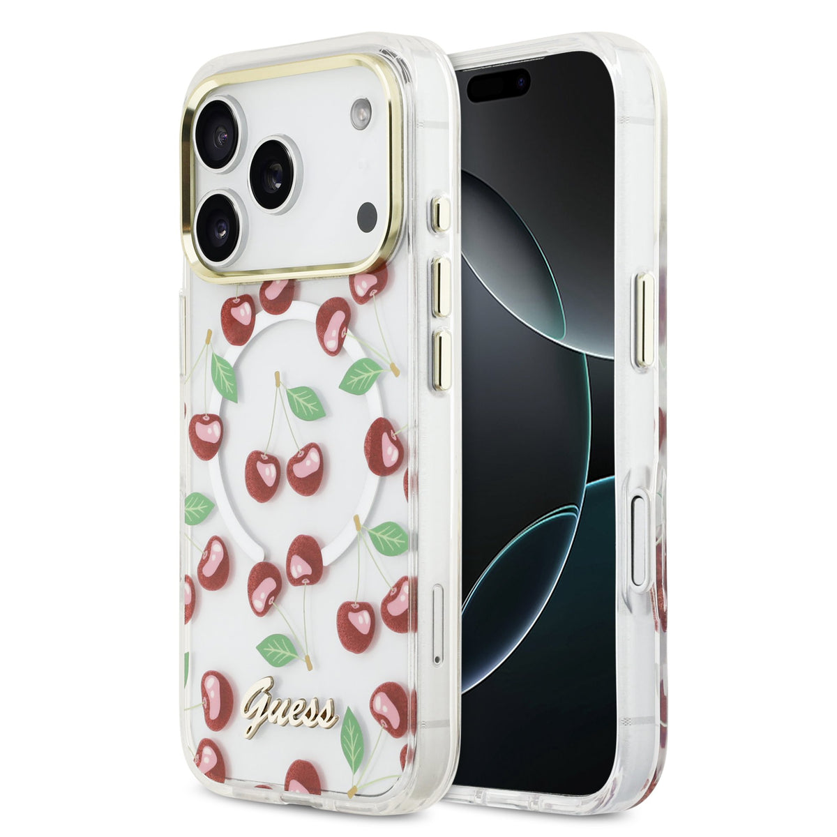 Husa Guess IML Glitter Cherry Magsafe pentru iPhone 17 Pro