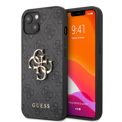 Husa Guess PU 4G Metal Logo pentru iPhone 13 Gri