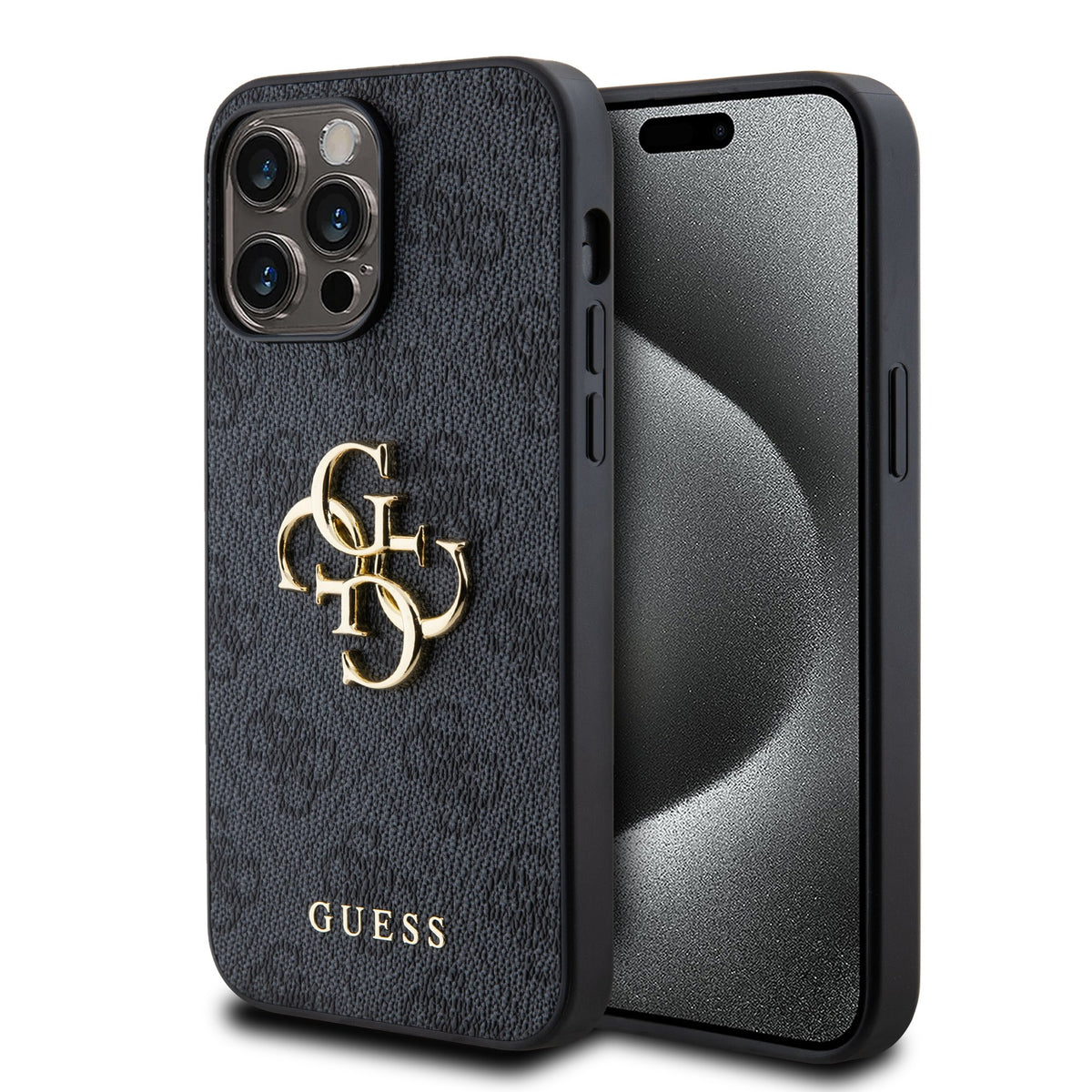 Husa Guess PU 4G Metal Logo pentru iPhone 14 Pro Max Gri