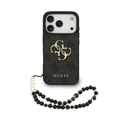 Husa Guess PU 4G Metal Logo Curea pentru iPhone 17 Pro Negru