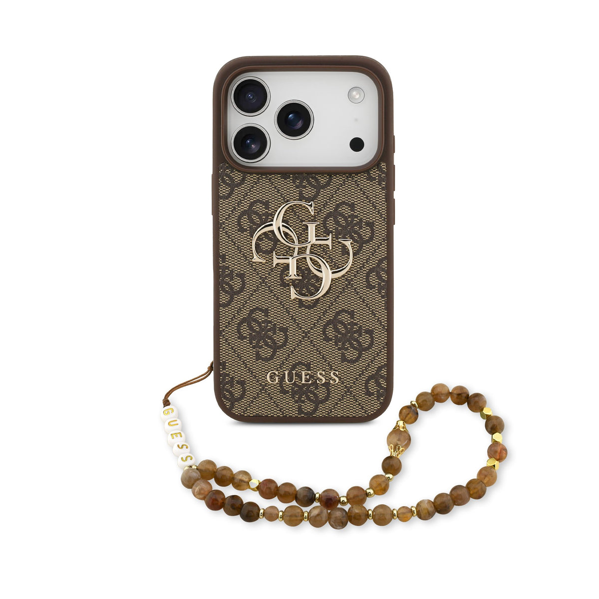 Husa Guess PU 4G Metal Logo Curea pentru iPhone 17 Pro Maro