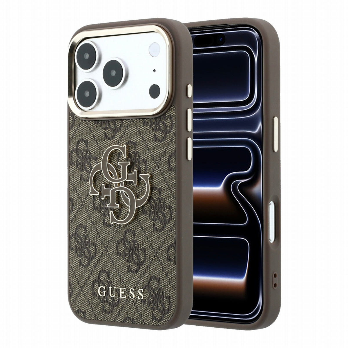 Husa Guess PU 4G Resin Metal Logo pentru iPhone 18 Pro Max Maro