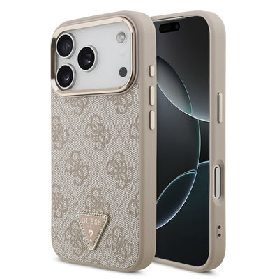 Husa Guess 4G Triangle Logo Magsafe pentru iPhone 18 Pro / 17 Pro Roz Auriu