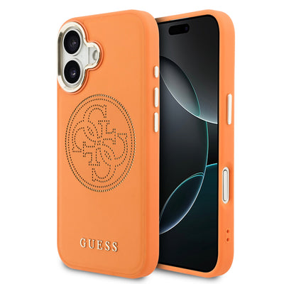 Husa Guess PU Perforated 4G Logo Magsafe pentru iPhone 17 Portocaliu