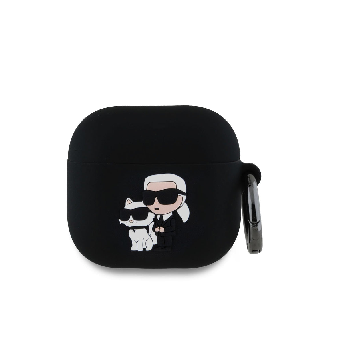 Husa Karl Lagerfeld 3D Logo NFT Karl si Choupette Silicone pentru AirPods 4 Negru