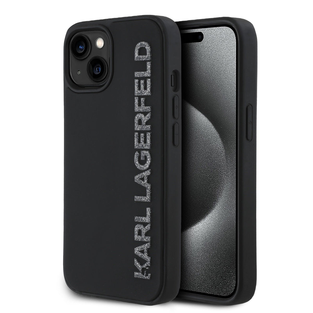Husa Karl Lagerfeld 3D Rubber Glitter Logo pentru iPhone 14 Negru
