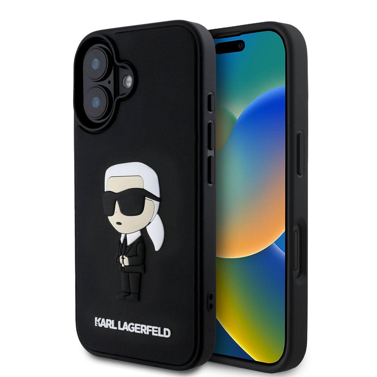 Husa Karl Lagerfeld 3D Rubber Ikonik pentru iPhone 16 Negru