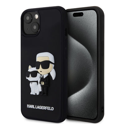 Husa Karl Lagerfeld 3D Rubber Karl si Choupette pentru iPhone 13 Negru